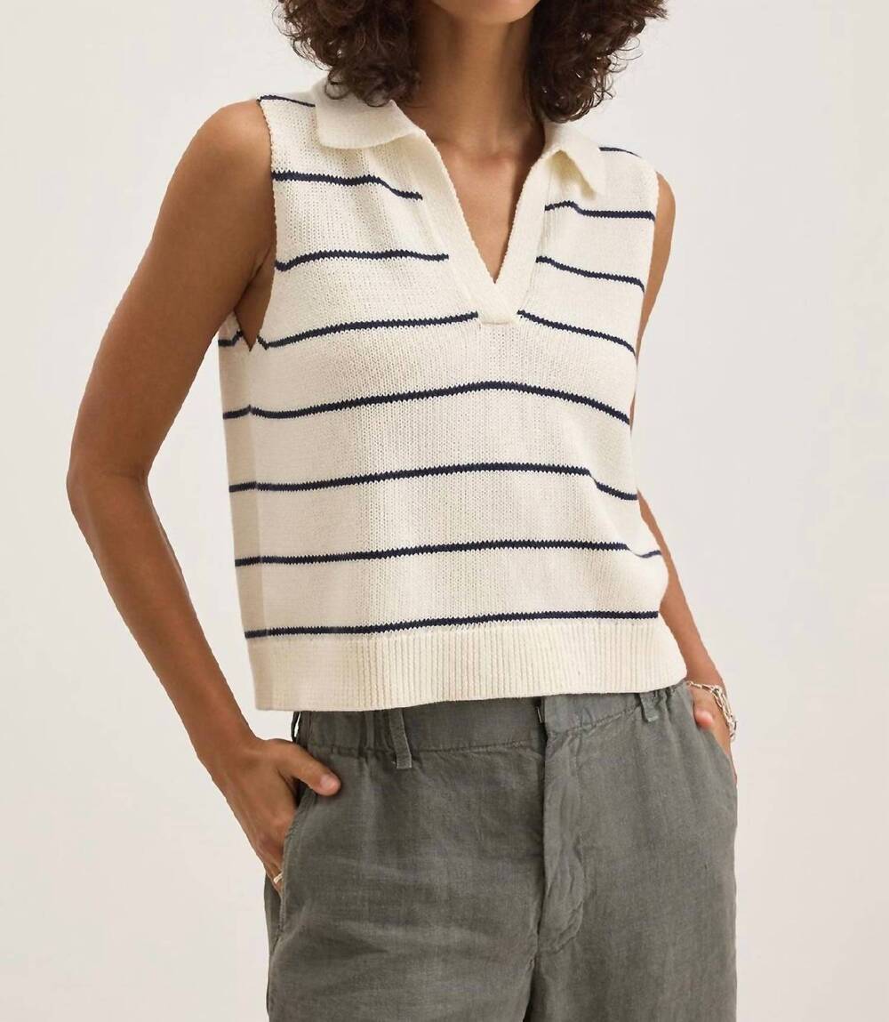 NEW VELVET BY GRAHAM & SPENCER nayla sweater vest in milk/blue